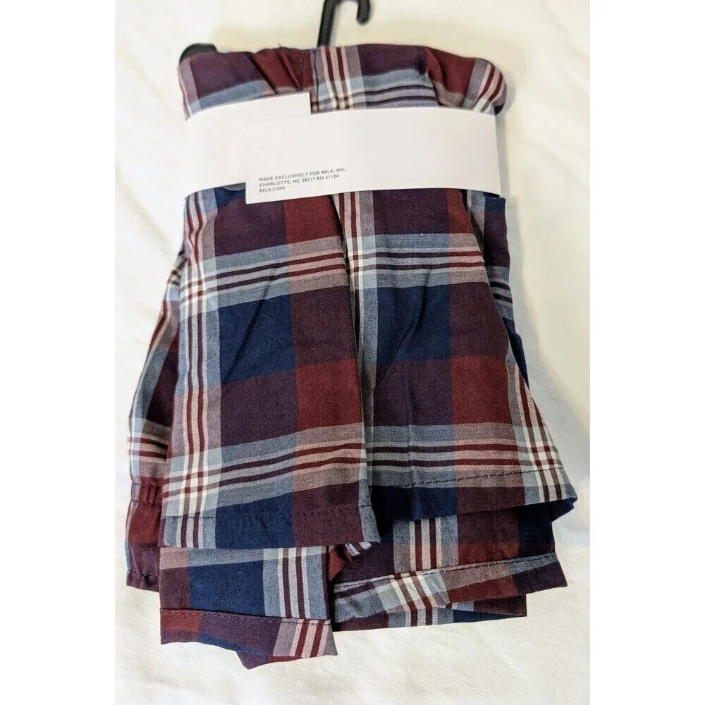 Saddlebred Men’s 3X Boxers Blue/Red Plaid Print New With Tag